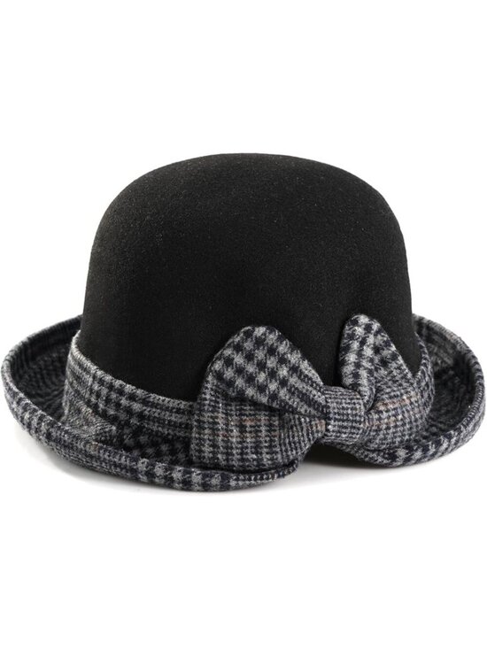 Women\'s Black 2 Vintage Felt Cloche inter Floral Fedora Imported Bucket Hat main image 4